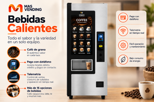 Máquina de piso para preparar café de grano y bebidas calientes