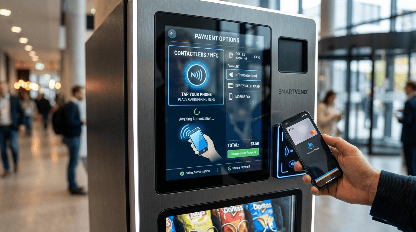 Pantalla de Telemetría y Pagos Digitales Vending